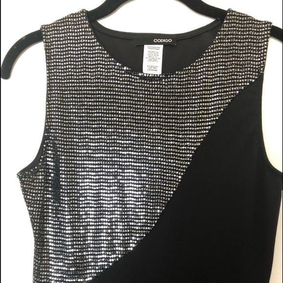 Evening Dress Shimmer Black with Slit - Picture 3 of 6